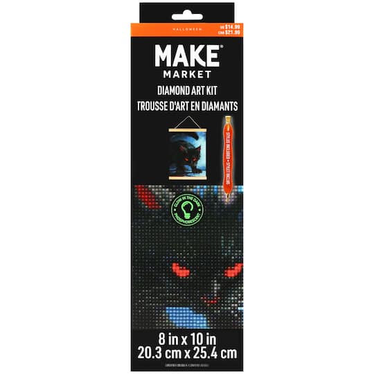 8" x 10" Black Cat Diamond Art Kit with Magnetic Wood Frame by Make Market®